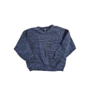 Vintage Lands End Knit Sweater 100% Cotton Made In USA Size Large